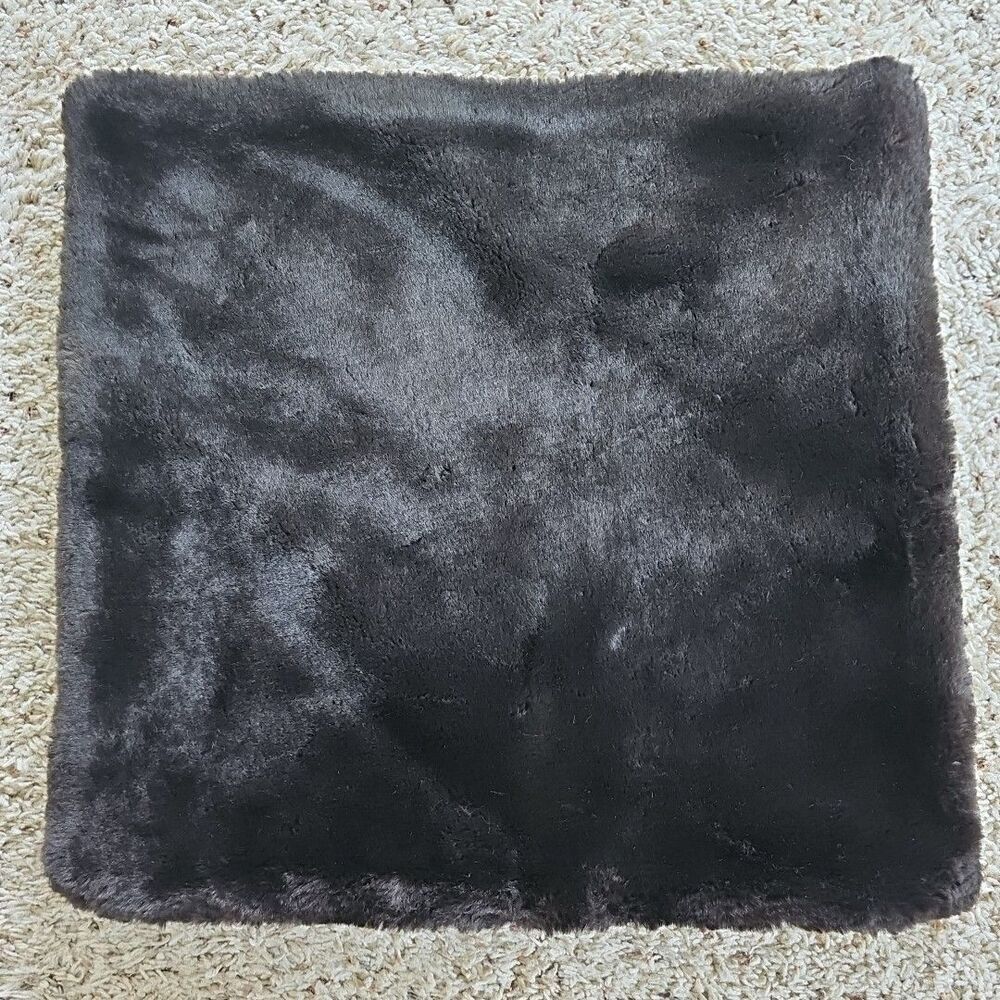 Vintage Pottery Barn Faux Fur Pillow Cover Black Brown Espresso Lux Goth Glam